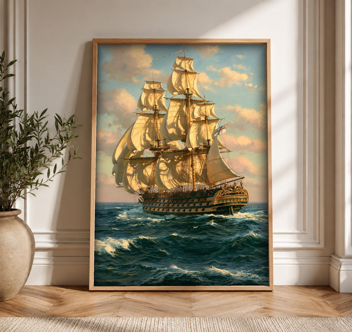 Nautical Wall Art, Royal Navy Ship Print, HMS Victory