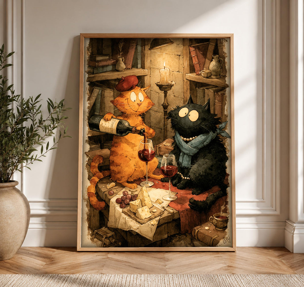 Black cat wall art, Enchanted Cellar Cats Wine
