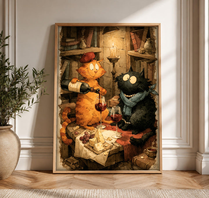 Black cat wall art, Enchanted Cellar Cats Wine