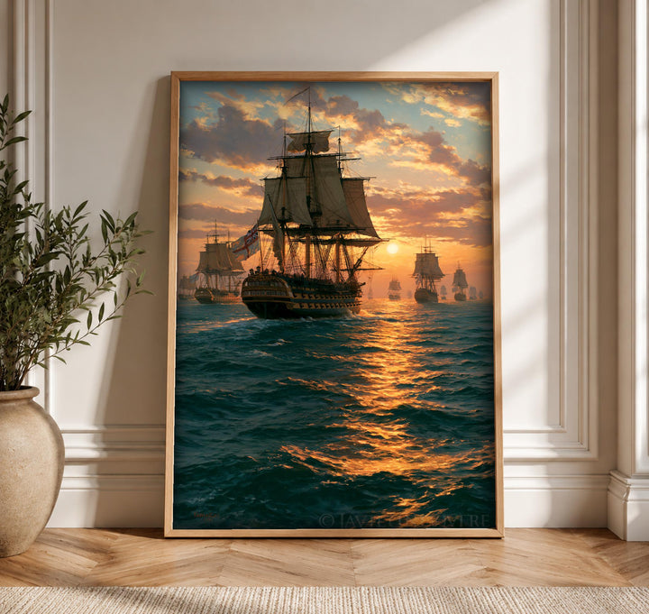 HMS Victory Print, Royal Navy Fleet, Nautical Wall Art