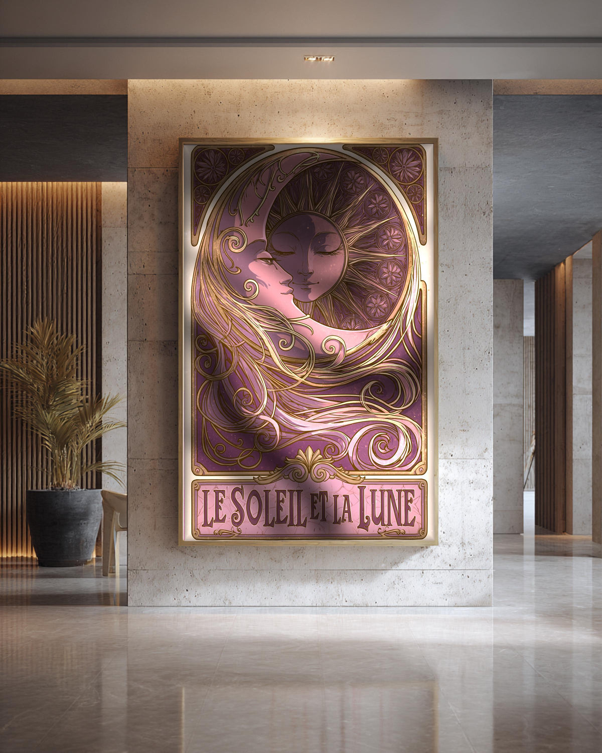 Celestial Wall Art, Sun Moon Nouveau Poster