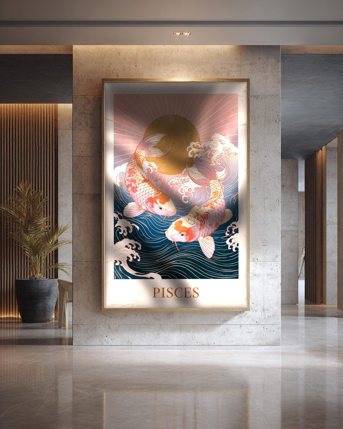 Pisces Zodiac Art, Japanese Koi Fish Print