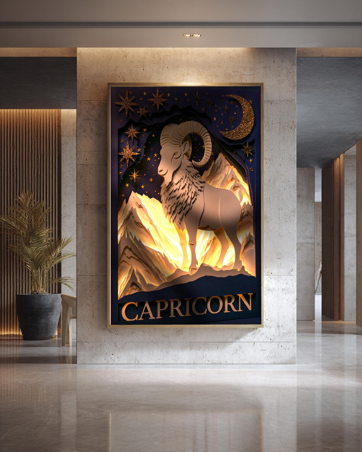 Capricorn Wall Art, Zodiac Star Sign Print, Celestial Astrology Poster