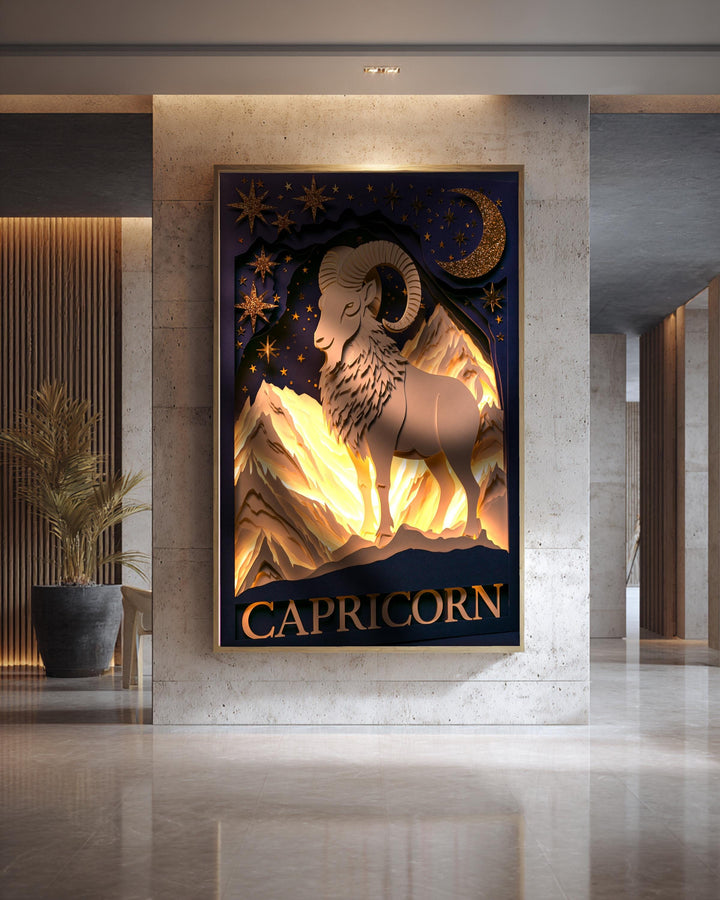Capricorn Wall Art, Zodiac Star Sign Print, Celestial Astrology Poster