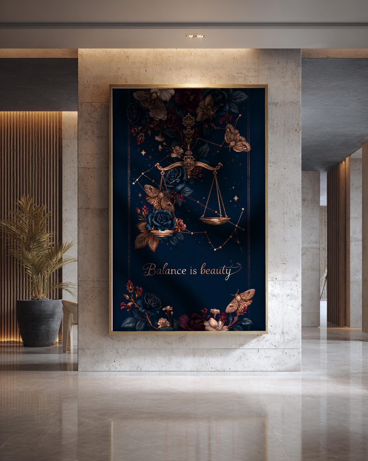 Libra Constellation Art, Zodiac Scale Print, Celestial Dark Academia