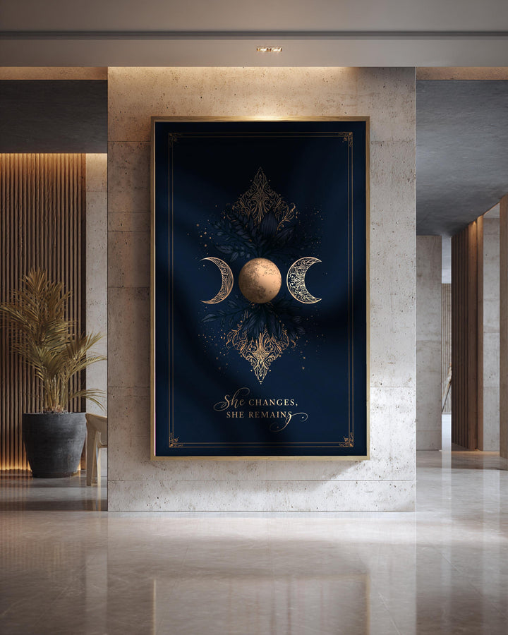 Triple Moon Wall Art, Celestial Goddess Print, Lunar Wiccan Decor