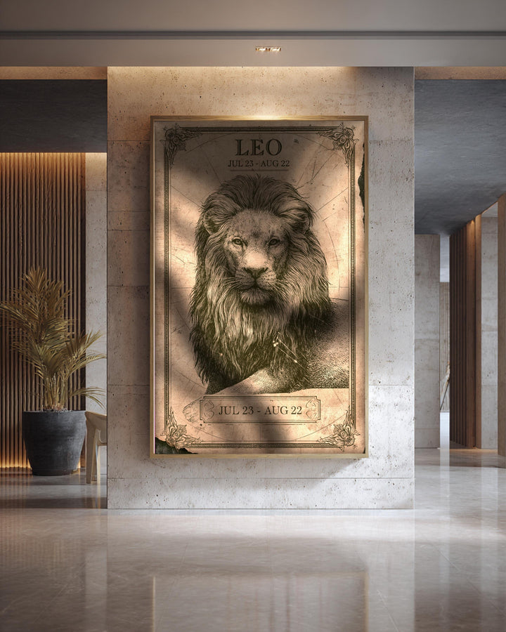 Dark Academia Art, Leo Zodiac Sign Print, Astrology Map