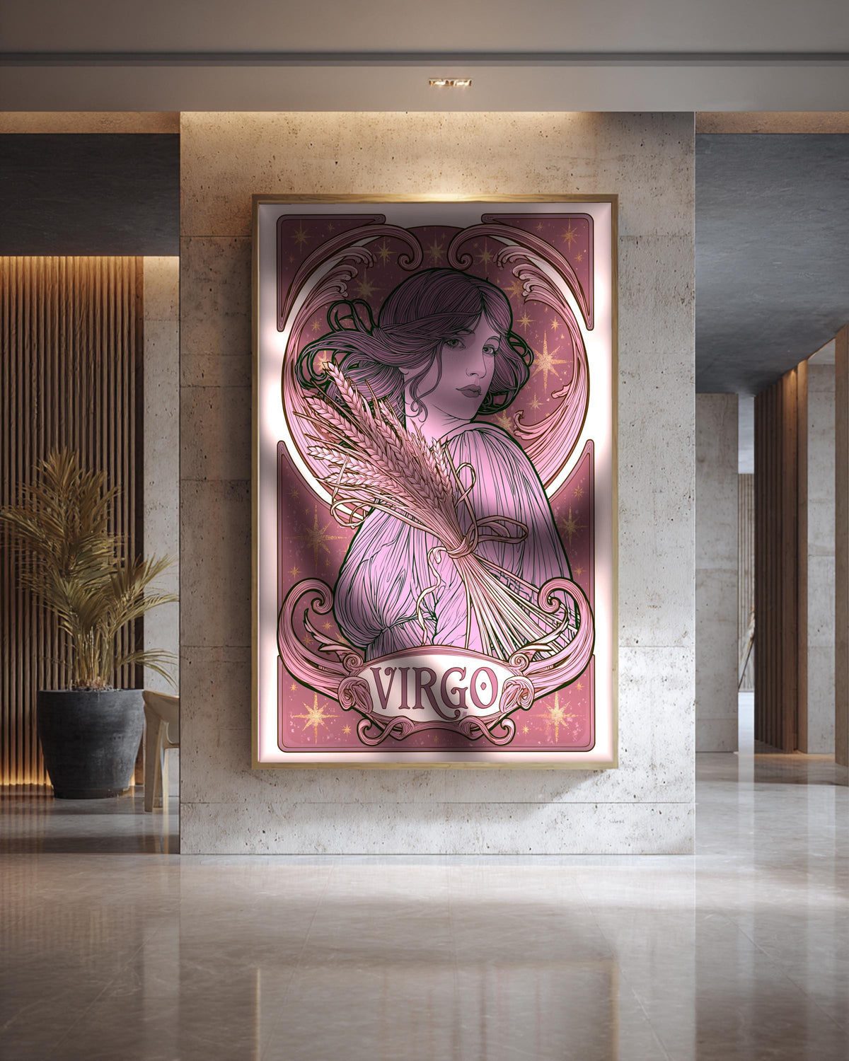 Virgo Zodiac Art, Art Nouveau Astrology Print