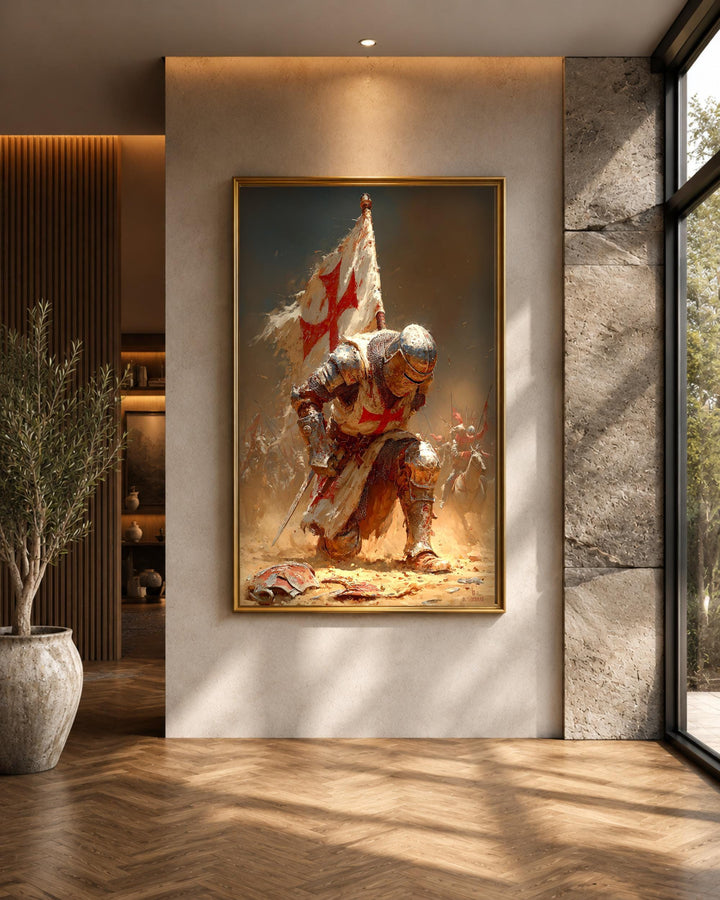 Crusader Knight Art, Templar Cross Banner Print