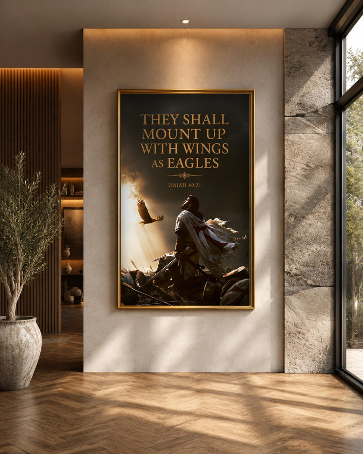 Bible Verse Wall Art, Crusader Knight Eagle Scripture Print