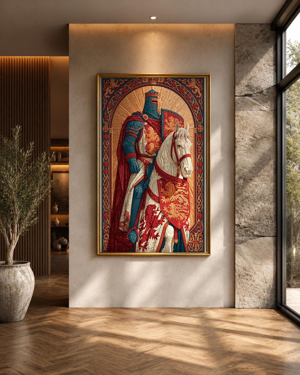 Medieval Knight Wall Art, Crusader Heraldry Print