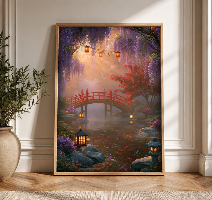 Enchanted Forest Art, Japanese Wisteria Garden, Woodland Wall Decor