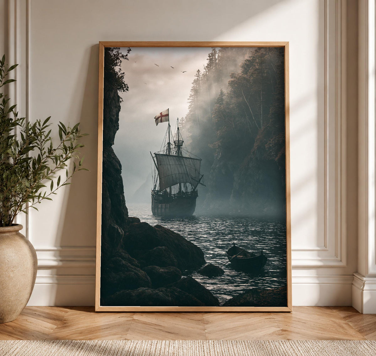 Nautical Wall Art, English Tall Ship Discovery Print
