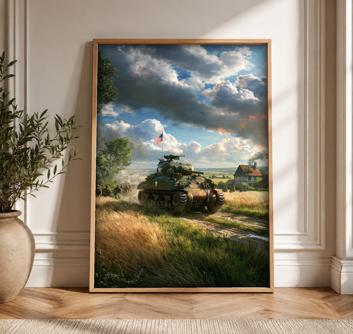 WWII Poster, Sherman Tank Print, American Liberation