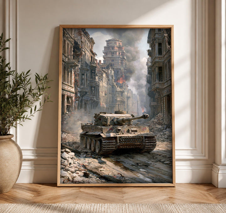 WWII Poster, Tiger Tank Blitzkrieg Art, Man Cave Decor
