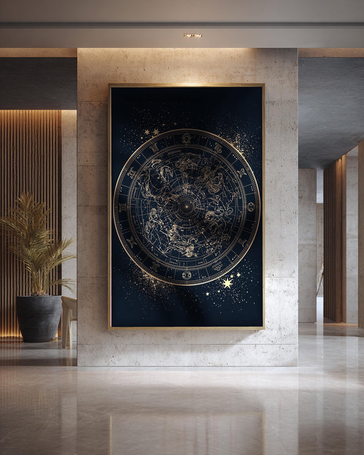 Antique Astronomy Print, Celestial Star Map, Zodiac Chart