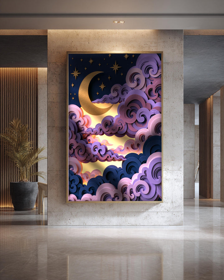 Dark Academia Art, Celestial Moon Cloud Print, Antique Astronomy