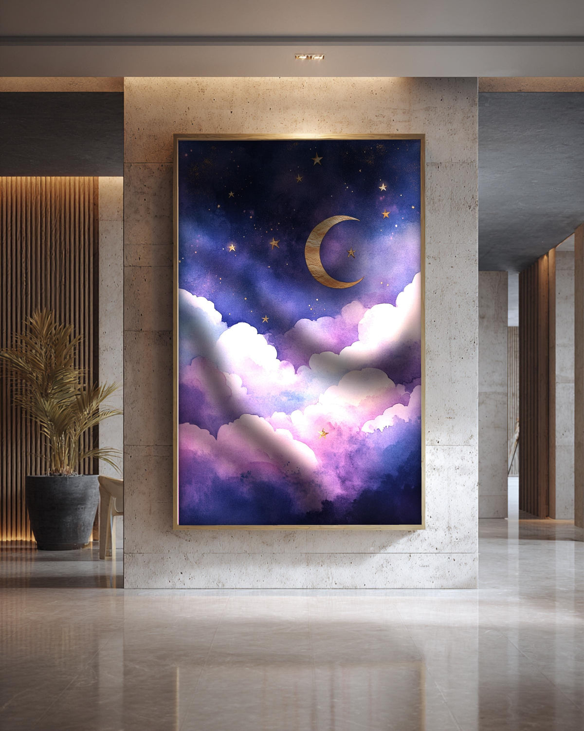 Dark Academia Art, Crescent Moon Sky Print