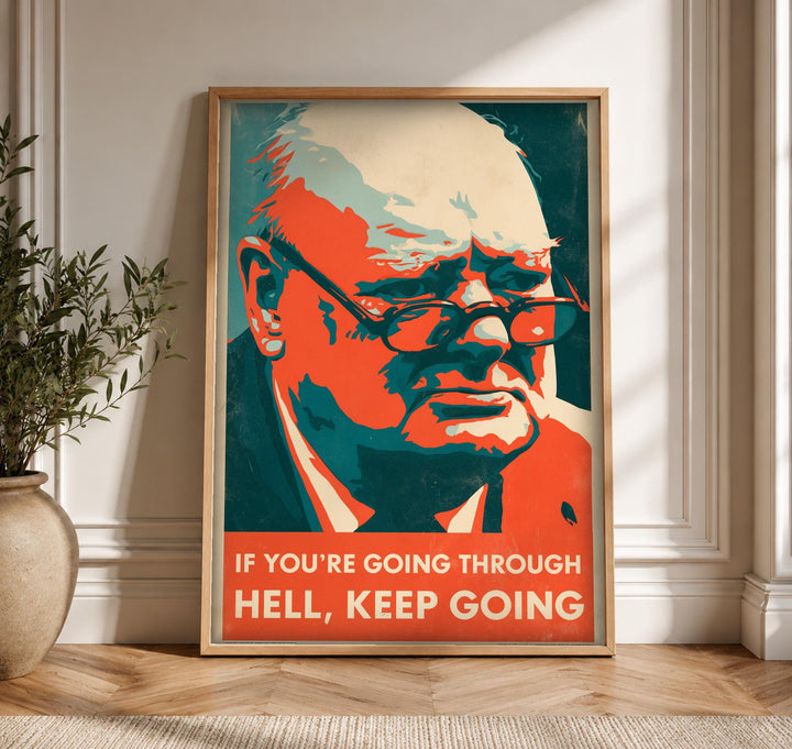 Churchill Wall Art, Iconic Quote Print, Historic Leader Poster