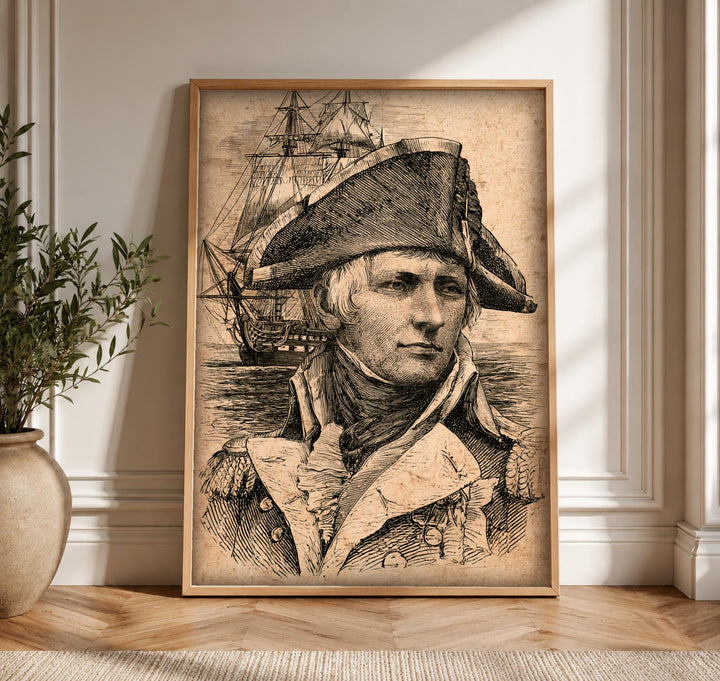 Historical Ship Print, Royal Navy Admiral Art, Nautical Wall Decor