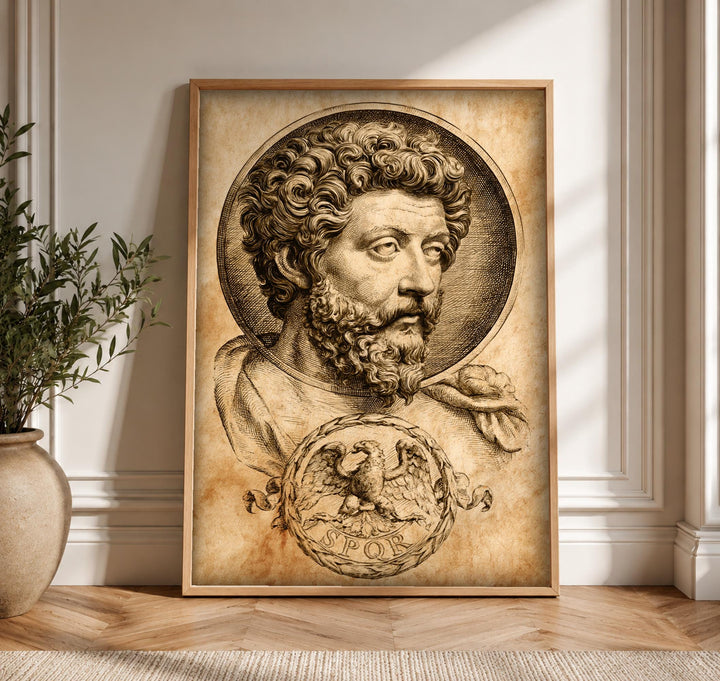 Roman Emperor Art, Marcus Aurelius Portrait, SPQR Legion Print