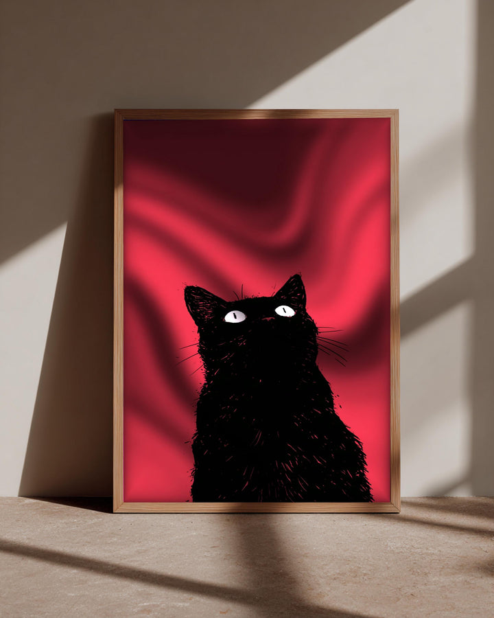 Black Cat Wall Art, Ink Illustration, Gothic Home Decor
