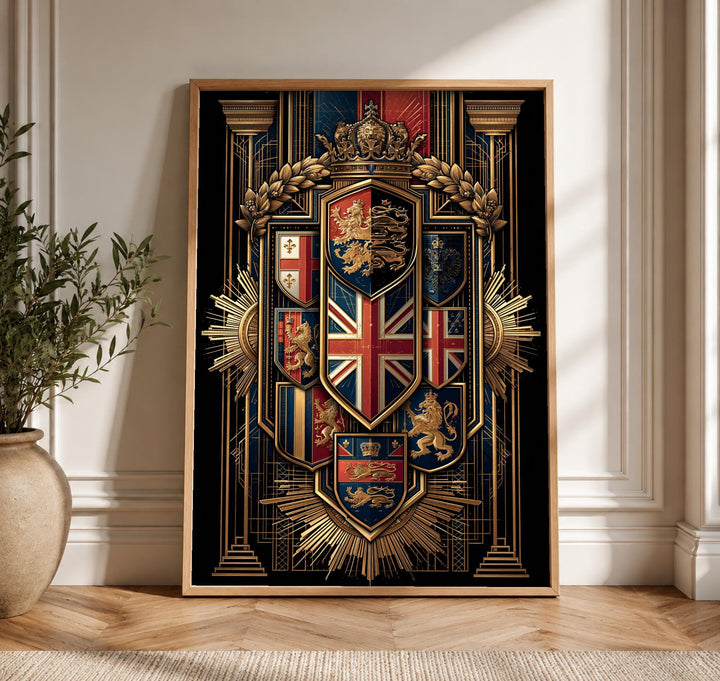 British Royal Arms, Union Jack Heraldry Print