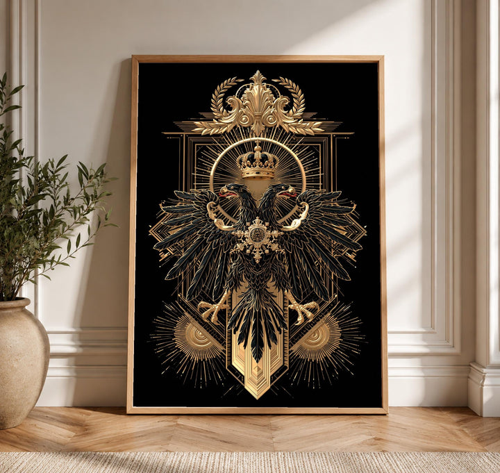 Byzantine Eagle Art, Double-Headed Empire Heraldry, Medieval Imperial Crest