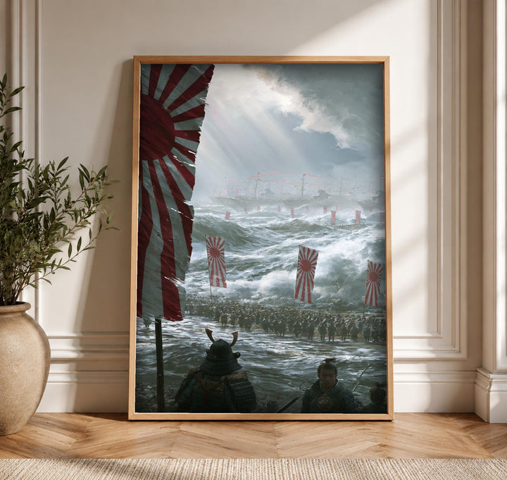 Samurai Fleet Art, Mongol Invasion Japan, Ship Painting