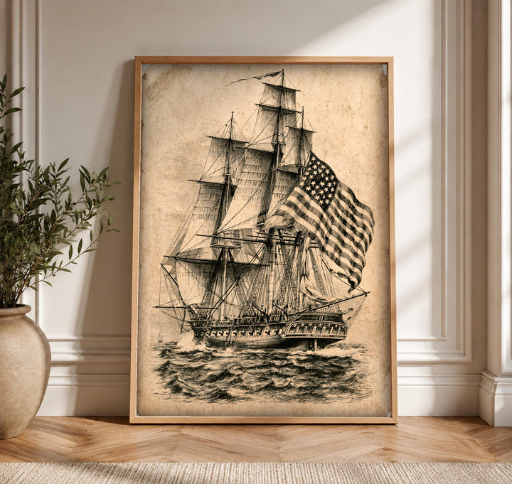 Nautical Wall Art, USS Constitution Ship Painting