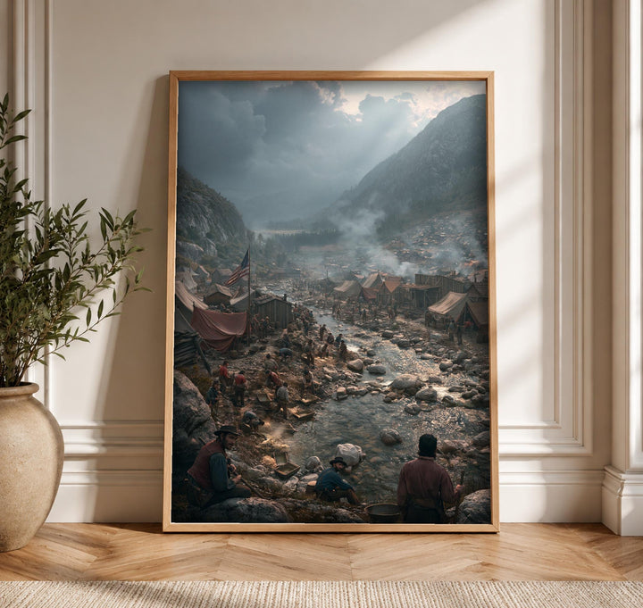 Gold Rush Wall Art, California 1849 Mining Camp Print