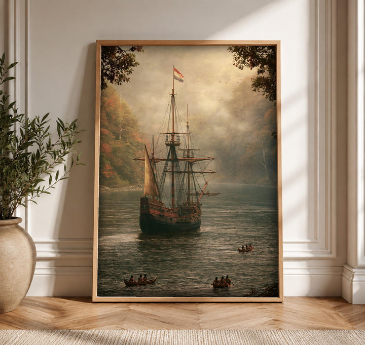 Nautical Wall Art, Dutch Explorer Ship, Hudson River Print