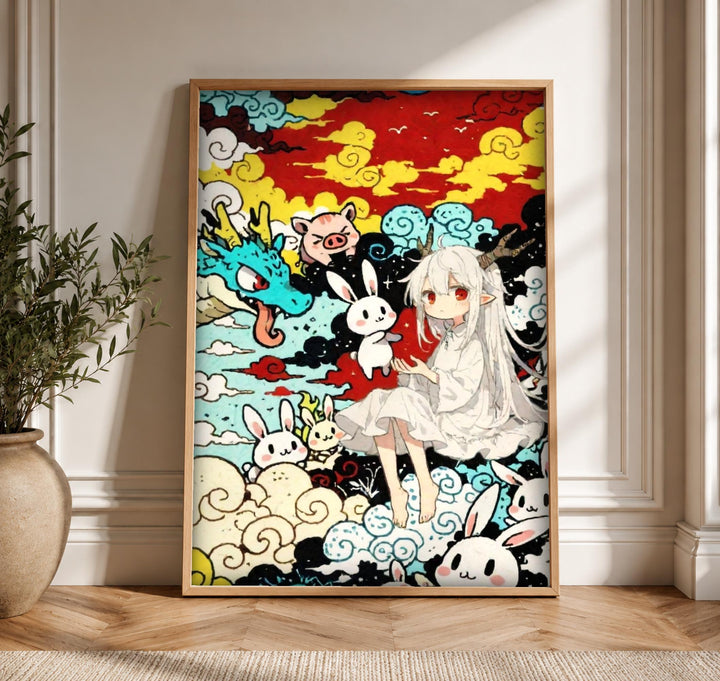 Dragon Wall Art, Chinese Mythology Print, Zodiac Spirit Poster