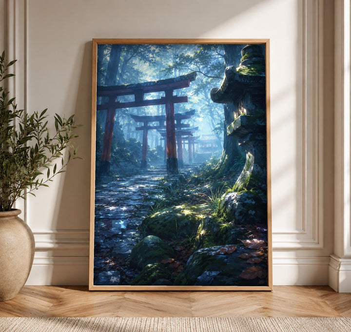 Enchanted Forest Art, Japanese Shinto Torii Gate, Woodland Wall