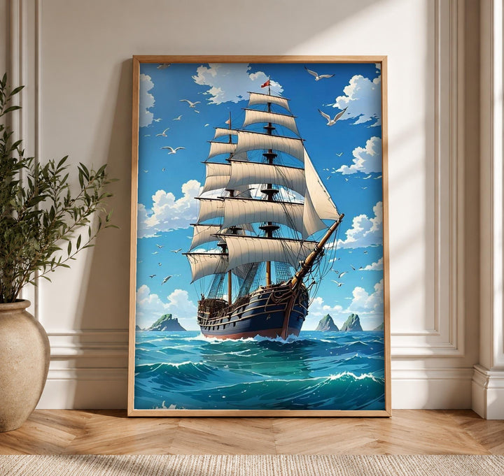 Nautical Wall Art, Age of Sail Ship Print, Tall Ship Voyage