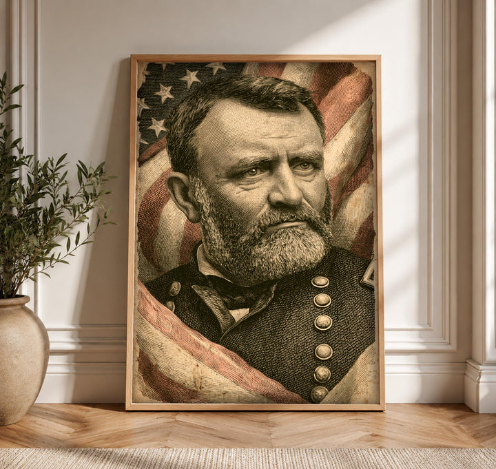 Civil War General Print, Ulysses Grant Portrait, Americana Decor