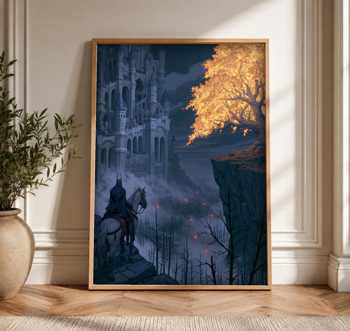 Elden Ring Wall Art, Dark Fantasy Knight, Erdtree Print