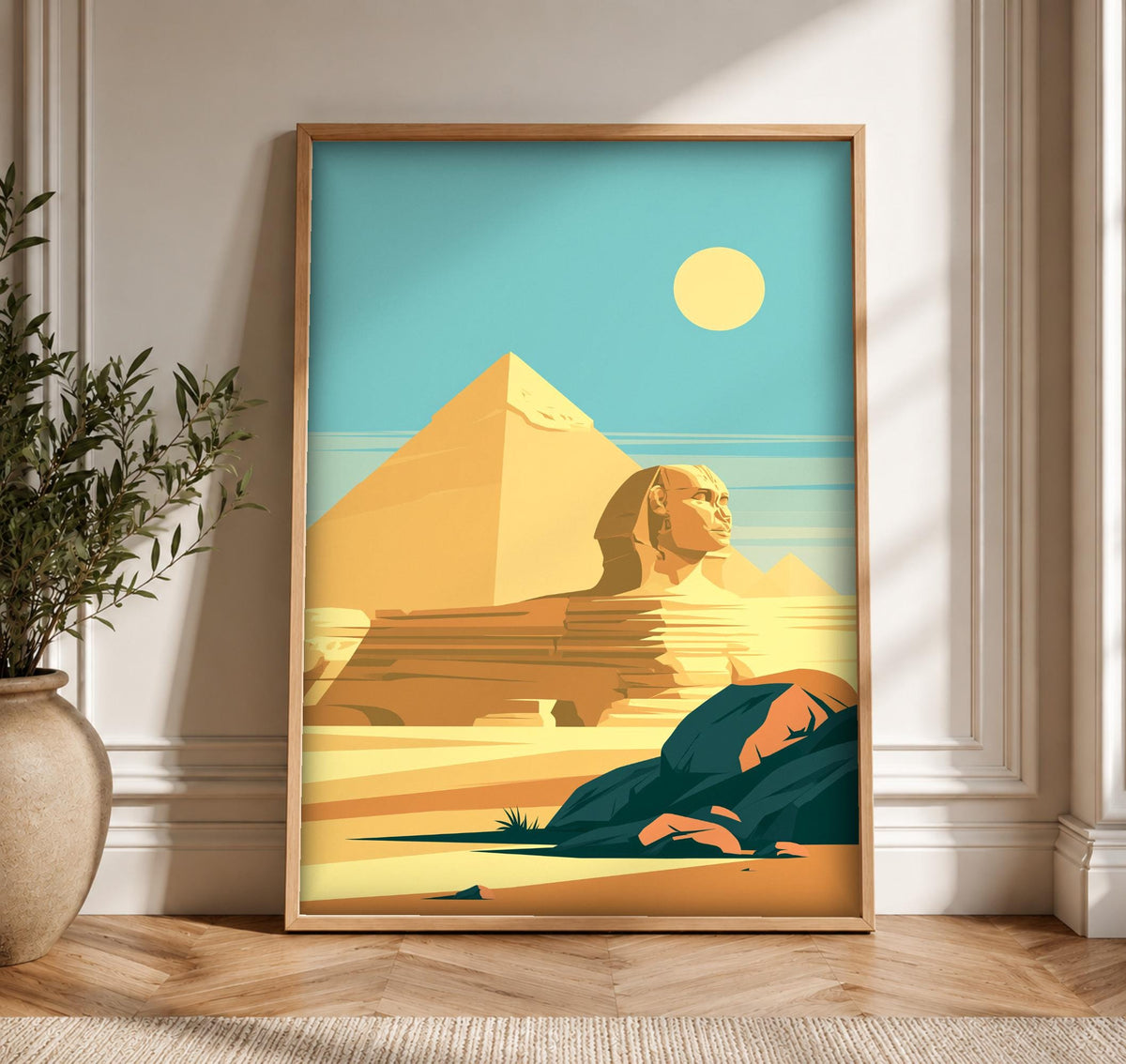 Ancient Egypt Art, Great Sphinx Print, Giza Pyramid