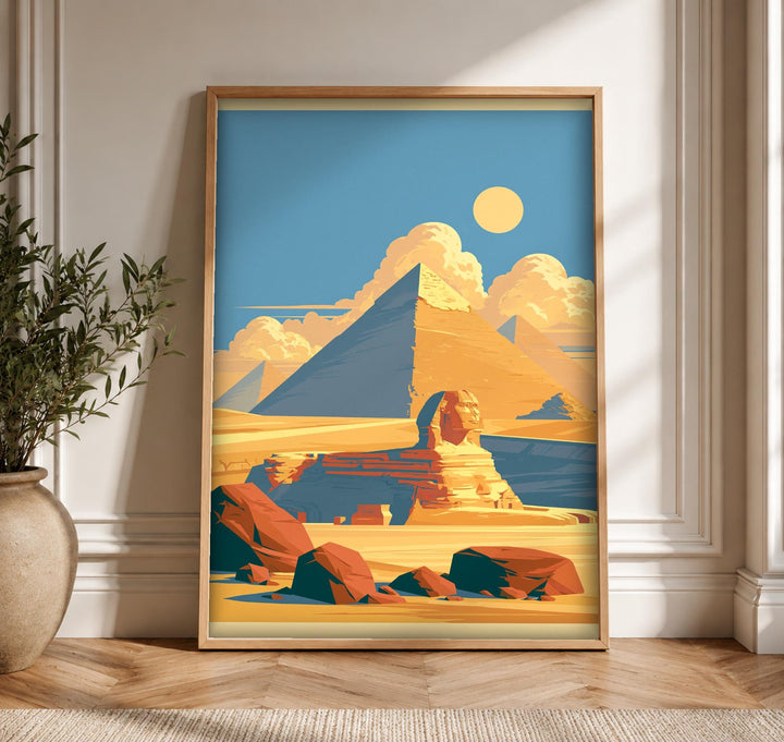 Ancient Egypt Wall Art, Great Sphinx Pyramid Print