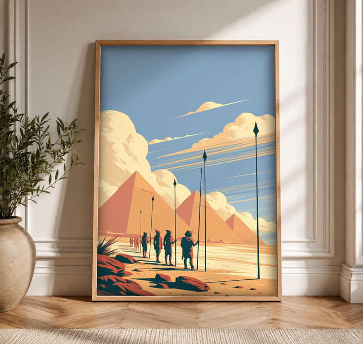 Ancient Egypt Art, Pyramid Guard Print, Desert Soldier Poster