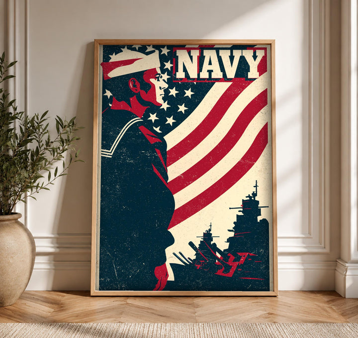 Patriotic Wall Art, US Navy Sailor Battleship Print