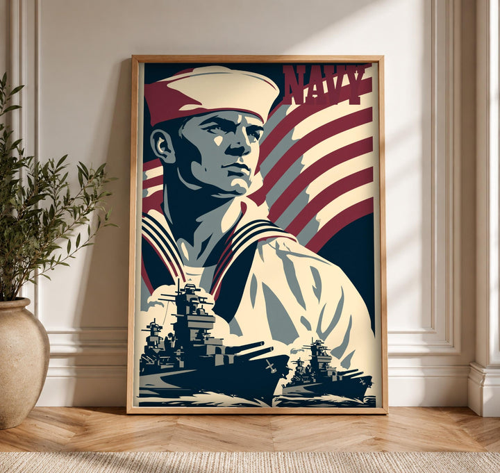 Patriotic Wall Art, US Navy Sailor Print, Vintage War Poster