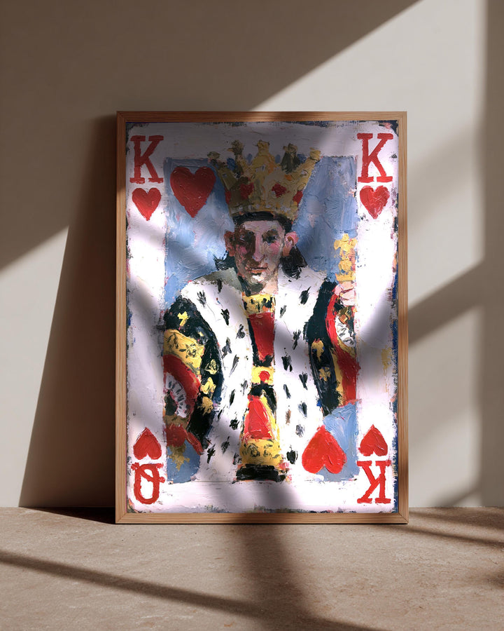 King of Hearts art, Card Painting, Impasto Oil Print