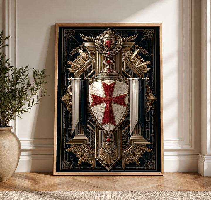 Christian Wall Art, Knights Templar Shield Print, Catholic Gift