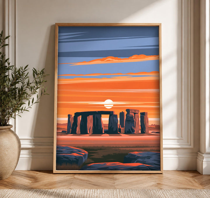 Stonehenge Wall Art, Ancient Britain Retro Poster