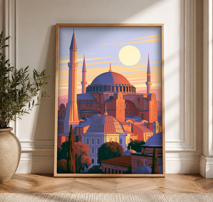 Ottoman Istanbul Print, Hagia Sophia Mosque, Islam Wall Painting
