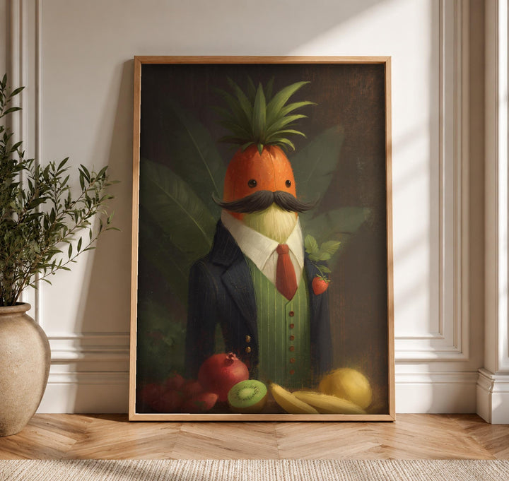 Dark Academia Art, Pineapple Gentleman Portrait, Funny Poster