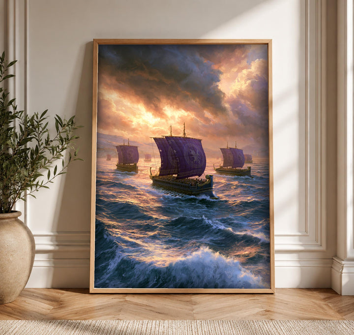 Sailing Ship Art, Ancient Roman Fleet Poster, Naval Decor