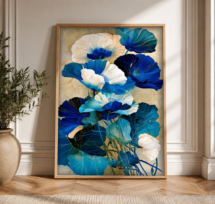 Botanical Art, Blue Poppy Floral Print, Vibrant Garden Decor