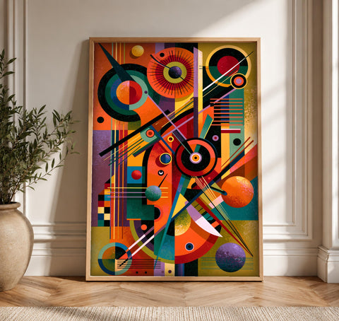 Abstract Wall Art, Bauhaus Geometric Print, Vintage Kandinsky Style